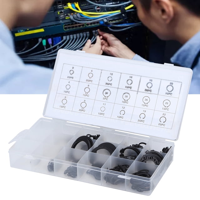 300pcs 2-32 Mm E Kit De Circlip Snap Circlip Conjunto De Surtido De Anillo De Retención Externo Con Metal Duradero Y Caja De Plástico Para Asegurar Tareas
