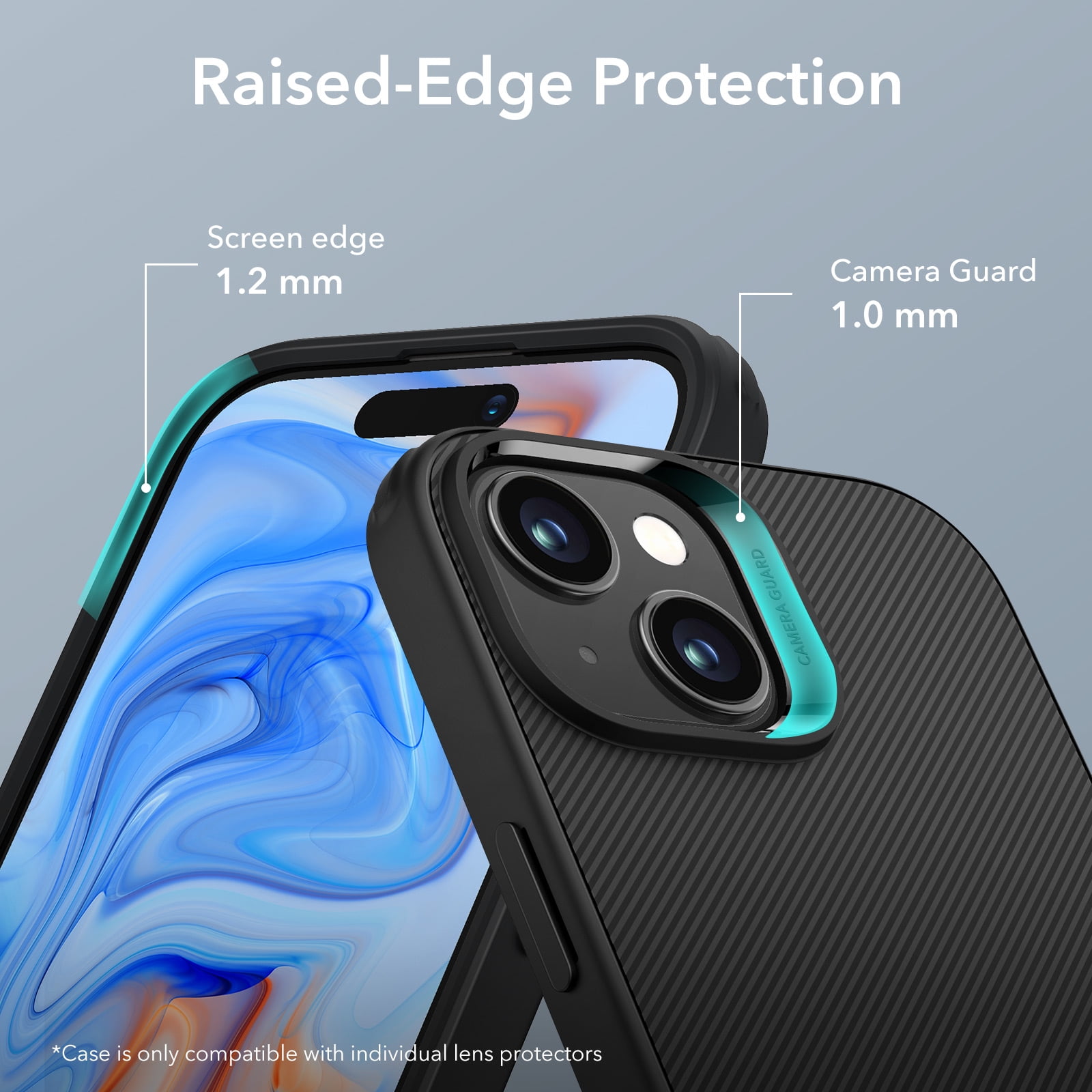 ESR Metal Kickstand Case for iPhone 15 Case 2023, Patented Two-Way Stand Reinforced Drop Protection Slim Flexible Back Cover, Black