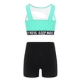 thumbnail image 2 of CHICTRY Kids Girls 2 Pcs Sporty Swimsuits Wide Straps Crop Top with High Bottoms Gymnastics Dance Outfit Mint Green 12, 2 of 7