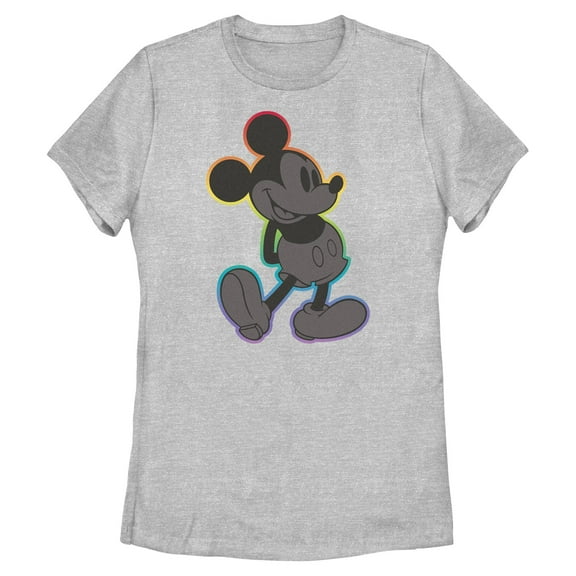 Womens Mickey & Friends Rainbow Outline Mickey T Shirt