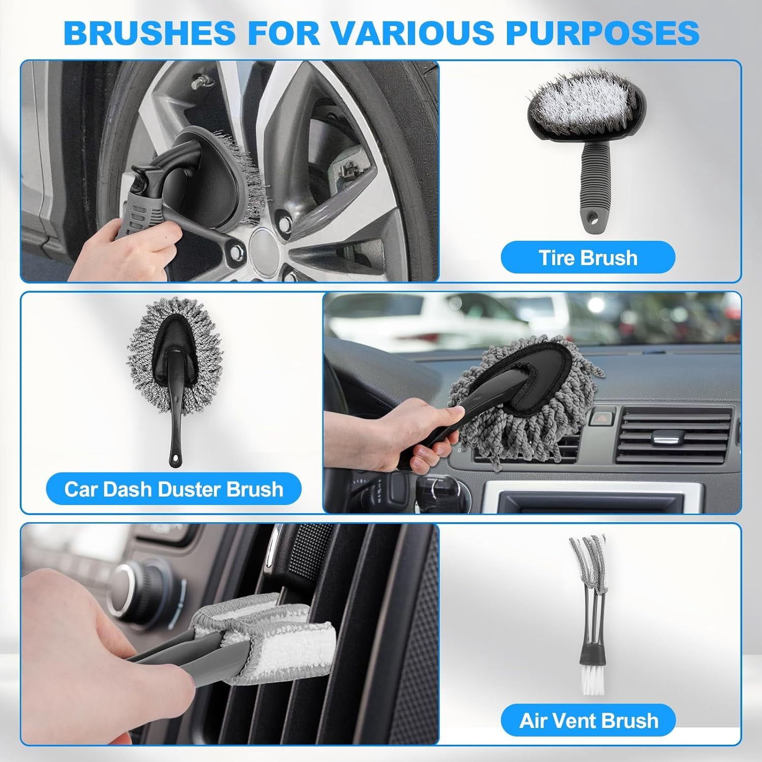 23PCS Car Detailing Kit, Car Cleaning Drill Brush Set with Extension Rod, Auto Detailing Supplies for Interior, Exterior, Wheels, Tires, Dashboard and Seats