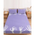 thumbnail image 2 of Full Size Fitted Sheet Set - Halloween 3 Piece Bedding Sets 16" Deep Pocket Fitted Sheet with 2 Pillowcases, Purple Farmhouse Spooky Skeleton Hands Brushed Microfiber Hotel Luxury Bed Sheets, 2 of 9