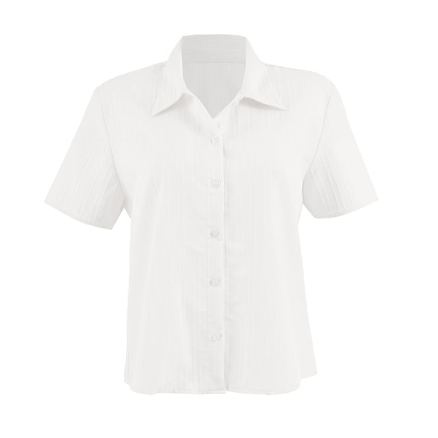 Blusa Camisera George para Mujer, Manga Corta y Botones Al Frente Blanco Talla m