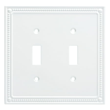 - Franklin Brass Classic Beaded Double Switch Wall Plate in Pure White