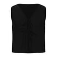 thumbnail image 2 of ZZwxWA Vest for Women Cotton Linen Casual Tie Front V Neck Sleeveless Shirts Solid Color 2025 Fall Winter Soft Comfy Crop Tank Tops, 2 of 5