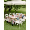 thumbnail image 3 of Spring Easter Outdoor Tablecloth - 60x120 Inch Rectangle Dining Table Cover, Pink Tulip Flowers Bunny Floral Rustic Waterproof Outdoor Table Cloth with Umbrella Hole & Zipper for Picnic/Patio/Party, 3 of 7