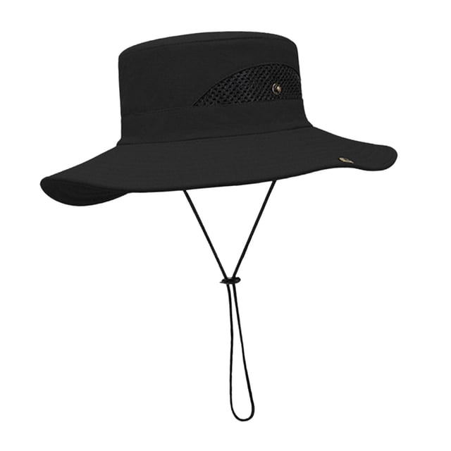 Sombrero de cubo, sombrero para el sol, gorras de playa, secado rápido, ala ancha, gorras de camping de verano, pesca Negro