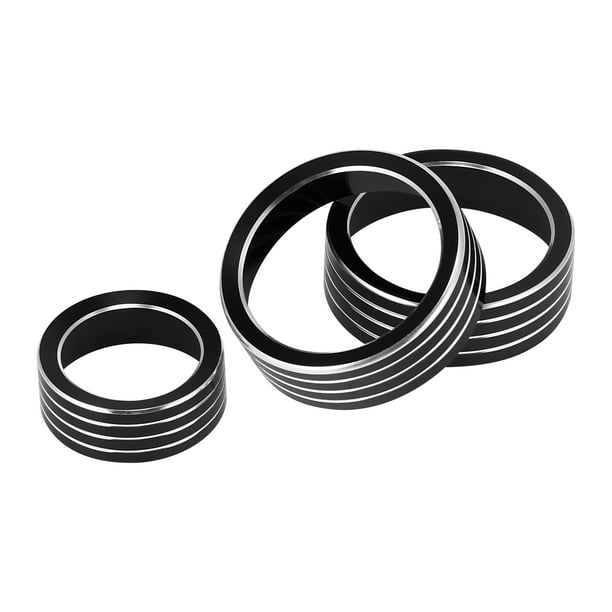 3 Piezas Negro Coche AC Clima Control Anillo Perilla Adorno Cubierta Interruptor Decoración