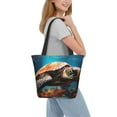 thumbnail image 2 of Pofeuu Realistic Turtle Print Women Fashion Shoulder Handbags Top Handle Satchel Bags Tote Shoulder Shopping Bag Stylish Canvas Tote Bag, 2 of 6