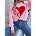 thumbnail image 4 of Valentine'S Day Sweater for Women Heart Woven Knitted Pullover Long Sleeve Woven Knitted Casual Sweater Pink L, 4 of 10