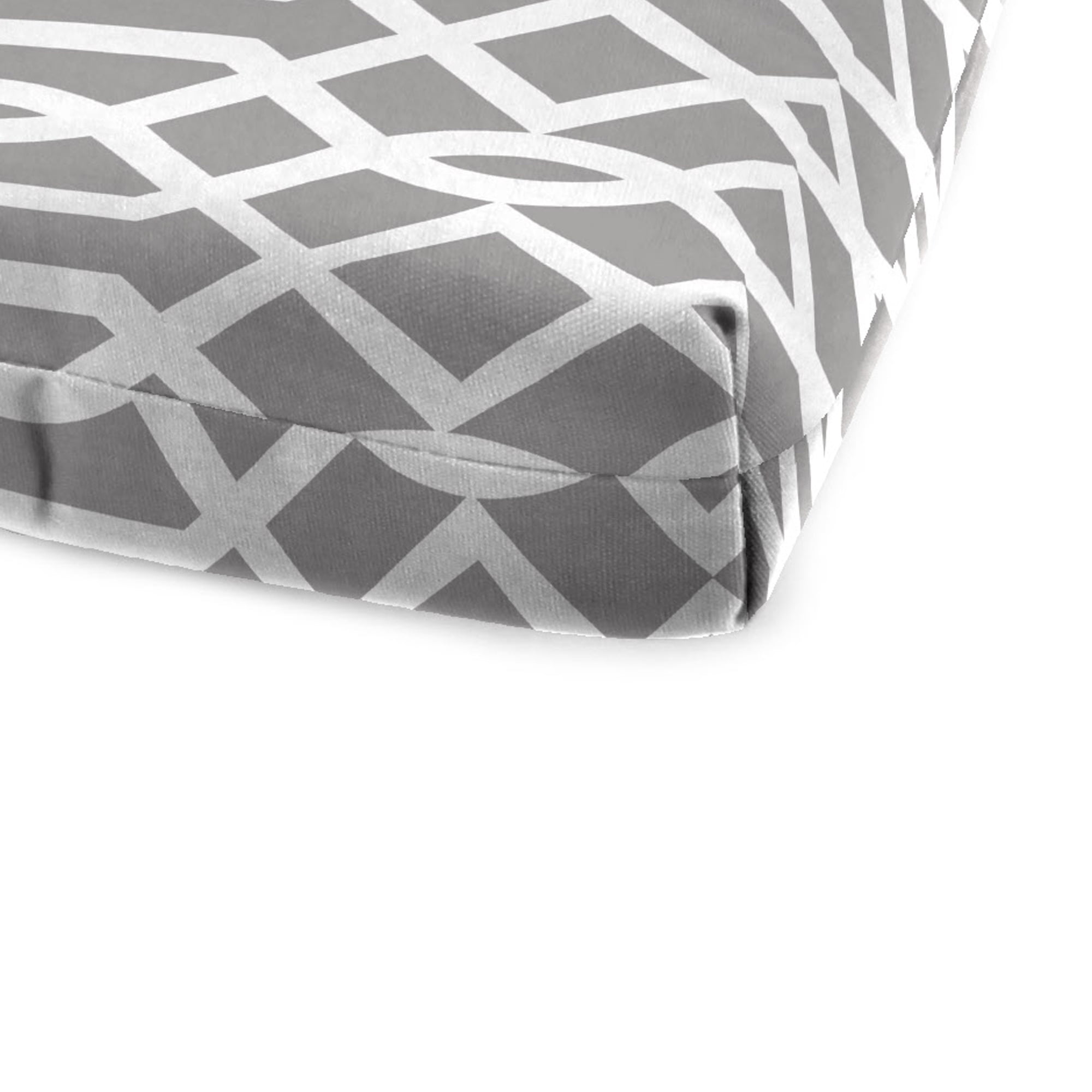 Jordan Manufacturing 72" x 22" Chauncey Pumice Gray Geometric Rectangular Outdoor Chaise Lounge Cushion with Ties and Hanger Loop