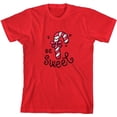 thumbnail image 3 of Be Sweet Candy Cane Youth Red Crew Neck Short Sleeve Tee-XS, 3 of 4