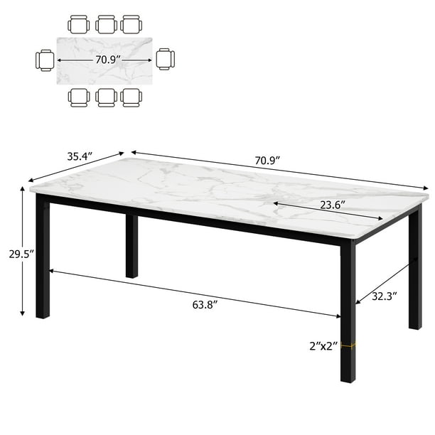 Mesa de Comedor Industrial para 6-8 Personas, Mesa de Madera de 71" con Estructura Metálica, Acabado Rústico