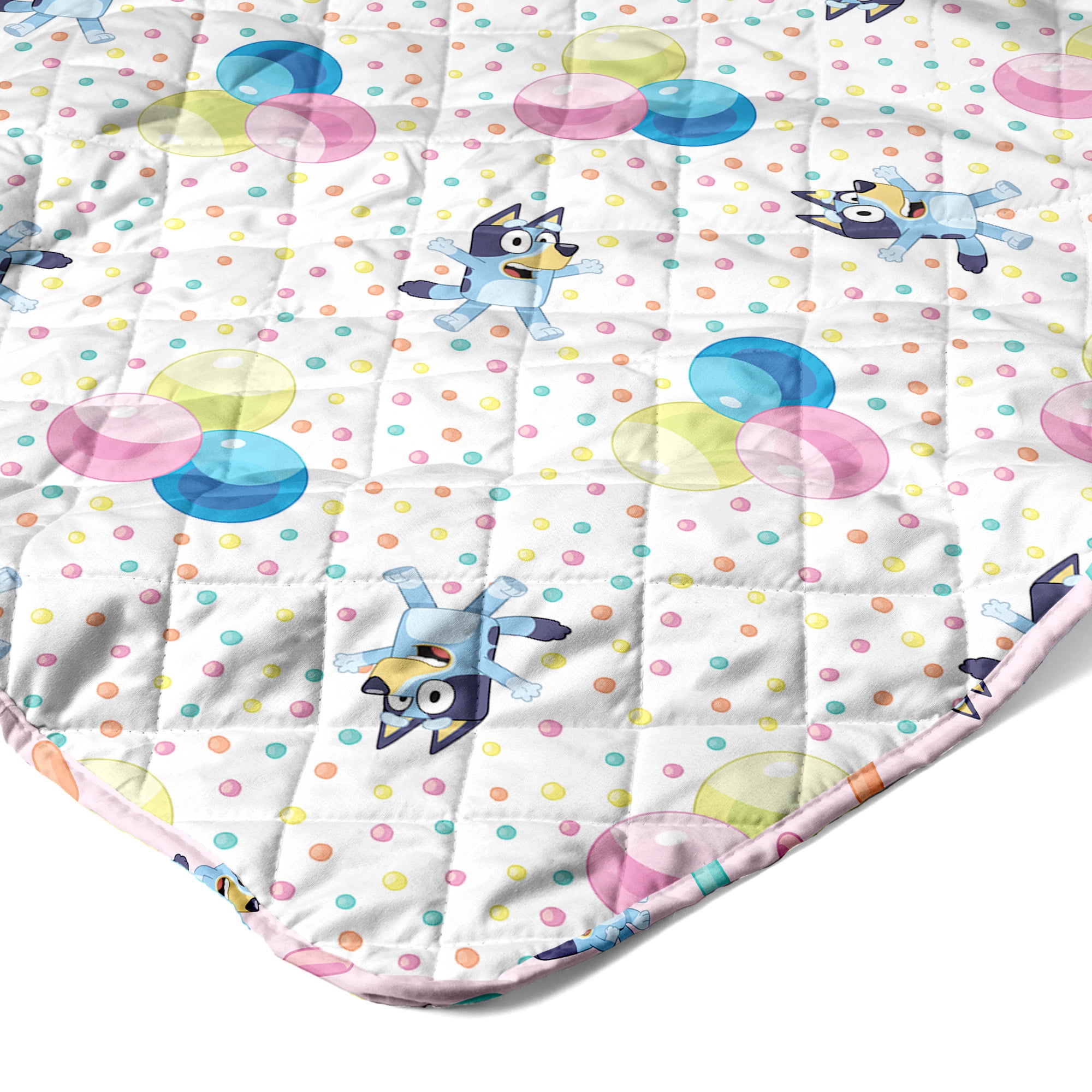 Bluey Balloon Celebration Quilted Throw Blanket 60x80 inches, Kids Character Bedding