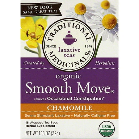 TRADITIONAL MEDICINALS Smooth Move bio Camomille Sacs à base de plantes de thé, 16 count, (Pack de 6)