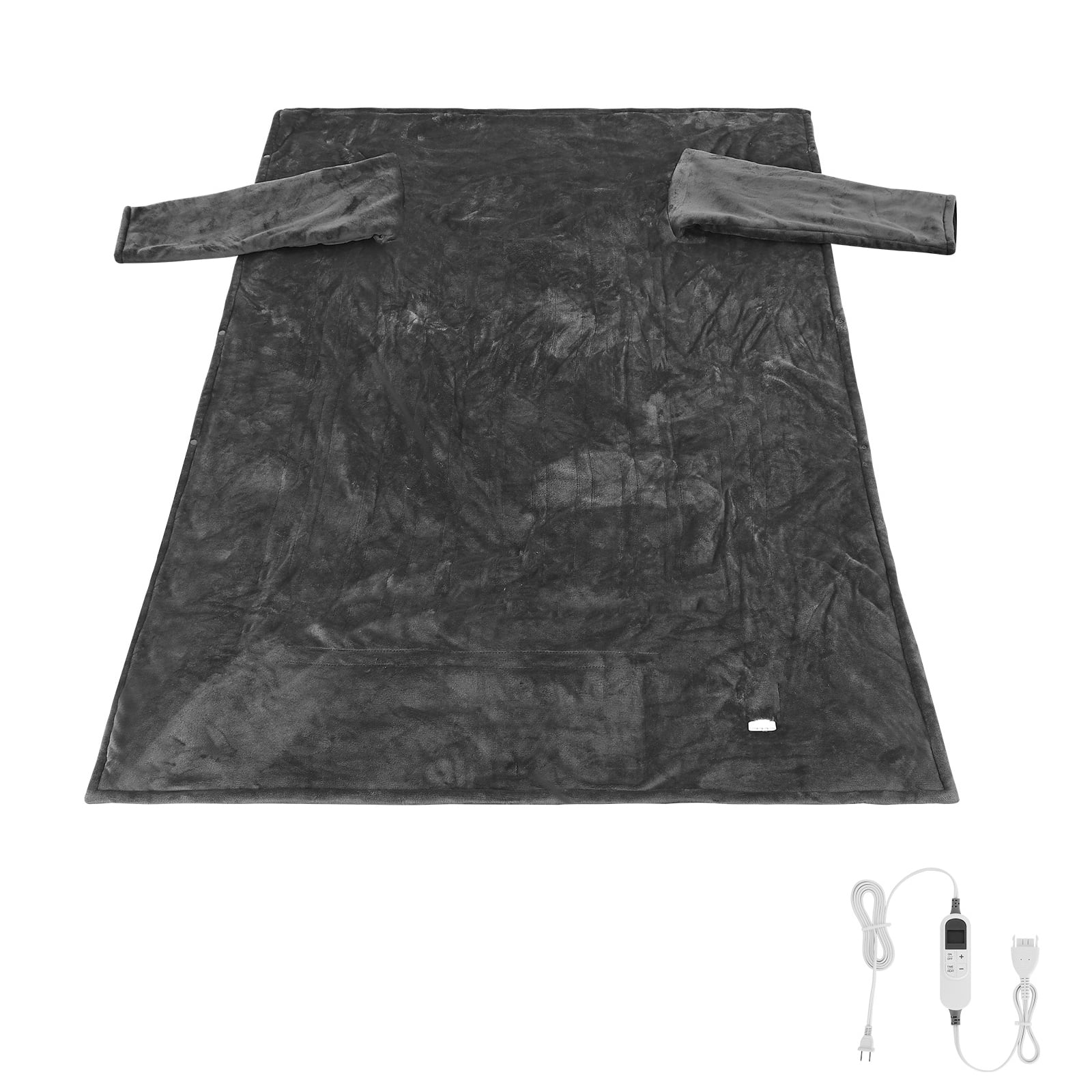 KFFKFF Wearable Electric Heated Blanket with Sleeves and Foot Pocket  Portable Snuggie Blanket for Women  10 Heat Settings  12-Hour Auto-Off  Machine Washable  50 x 70 inches  Grey