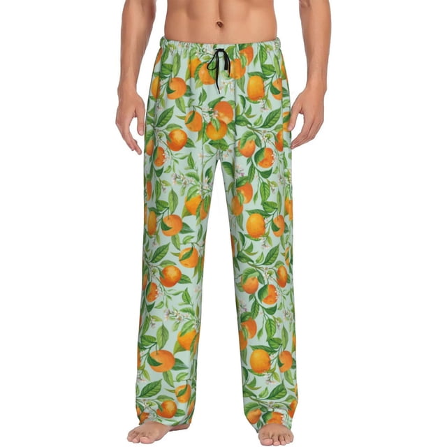 Fotbe Tangerine Pantalones de Pijama para Hombre, Pantalones de Dormir, Pantalones de Casa con Cintura Ajustable y Bolsillos-3X-Large