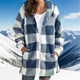 thumbnail image 2 of Winter clothing for women Winter Warm Oversized Hooded Long Coat With Checkered Design And Side Pockets, 2 of 6
