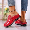 thumbnail image 4 of Womens Closed Toe Wedge Sandals Fashion Patent Leather Wide Width Platform Mules Comfortable Non Slip Work Clogs Red Size 7, 4 of 6