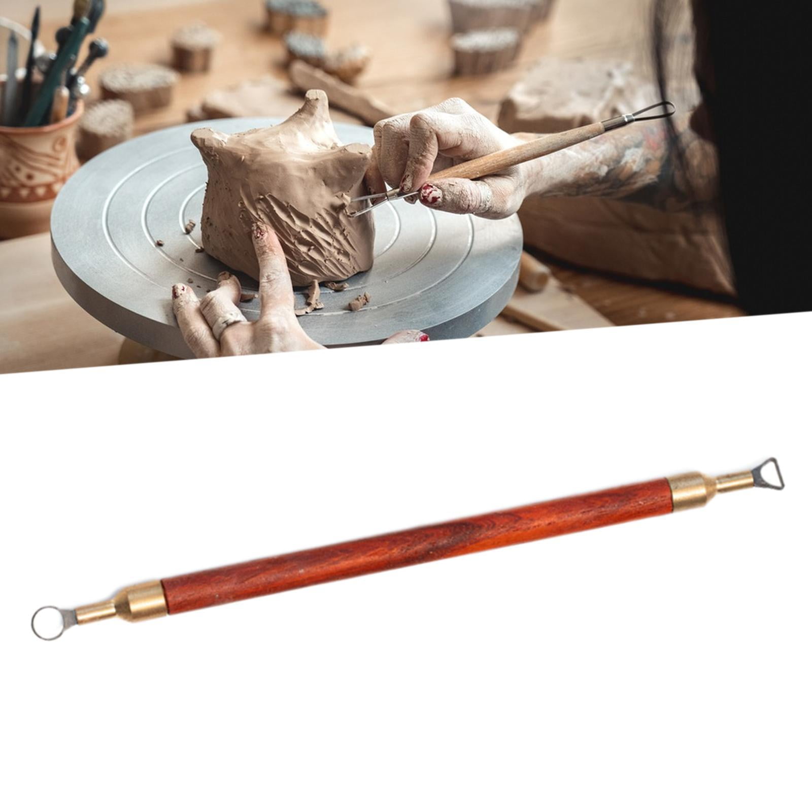 Tachiuwa Pottery Cup Handle Modeling Tool Sculpture Tool,Portable Model Making with Wooden Handle,Clay Cutter DIY Pottery Carving Tool A