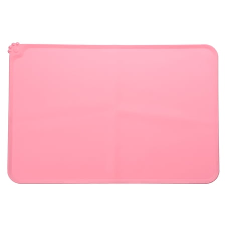 Uxcell Cat Food Mat 22x15 Inch Silicone Pet Feeding Mat Non-Slip Paw Print Style Waterproof Dog Water Bowl Tray Raised Edge Protects Floors (1Pcs Pink) Intended for Pets Bowl/Fountain