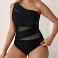 thumbnail image 5 of QHFBli Women Mesh One Piece Swimsuit - Tummy Control One Shoulder Bathing Suit Cut Out Swimwear, 5 of 8