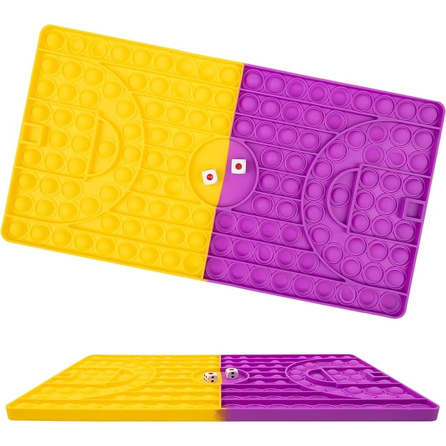 Cancha de baloncesto Pop Fidget Toy HUOGUO, tamaño grande, color amarillo y morado