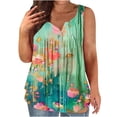 thumbnail image 2 of Riecok Women's Plus Size Tops and Blouses T Shirts Fashion Indoor and Outdoor Casual Plus Size Tunic Floral Print Blouses Vests Pleated Solid Color Loose 2024 Summer Round Neck Green 3XL, 2 of 5