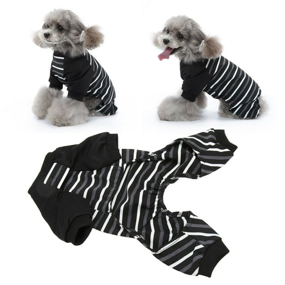 Pijamas Para Perros A Rayas Con 4 Patas, Mono De Poliéster De Primera Para Cachorros Para Perros Pequeños Y Gatos, Ropa Cálida Para Dormir Para Mascotas, Trajes De Moda