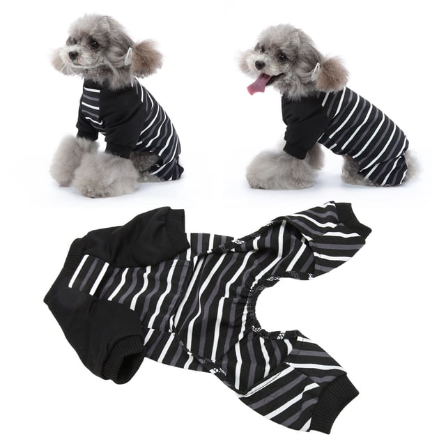 Pijamas Para Perros A Rayas Con 4 Patas, Mono De Poliéster De Primera Para Cachorros Para Perros Pequeños Y Gatos, Ropa Cálida Para Dormir Para Mascotas, Trajes De Moda