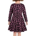 thumbnail image 3 of DISNIMO Merry Leopard Print Dress Girls Fall Dresses for Girls Swing Dress Kids Girls Casual Dresses Size 15-16 Girls Cute Dress for Teen Girls Preppy Dresses Girls Long Sleeve Midi Dress Children, 3 of 6