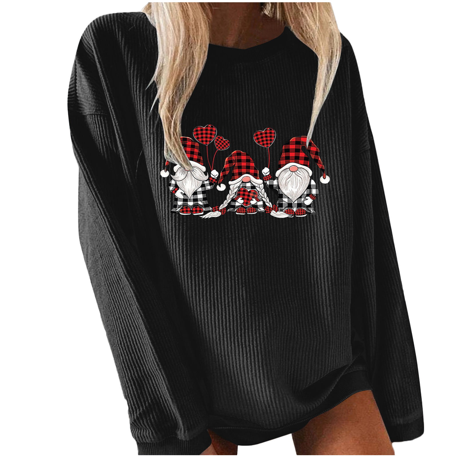Christmas Hoodies for Women Cowl Neck Pullover Tunic Pocket Christmas Gnomes Print Tops Casual Long Sleeve Shirts Blouse 