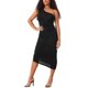thumbnail image 2 of Vestido de cóctel largo sin mangas con fruncidos de INSPIRE CHIC para mujeres, un hombro, dobladillo irregular, negro M, 2 of 6