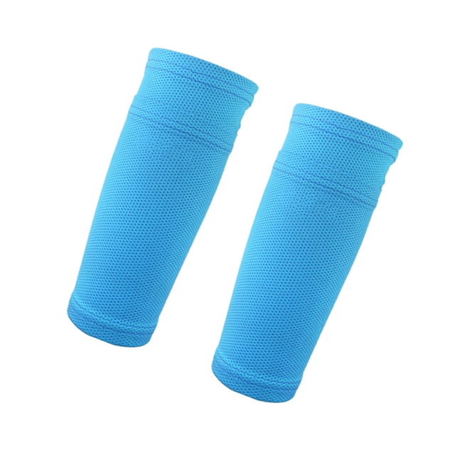 Soidarity 1 par de calcetines de espinilleras de fútbol para adultos y niños, soporte deportivo para piernas, mangas de pantorrilla, almohadillas de alta Deportes y aire libre Azul/L Soidarity OD010427-11