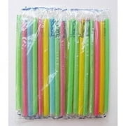 Large Milkshake Straws - Extra Wide Diameter - 50ct/Poly Bag. Cellophane Wrapped, Bright Colors Smoothie Iced Coffee Straws