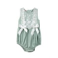 thumbnail image 1 of Gureui Newborn Baby Girl Sleeveless Jumpsuit Delicate Lace Flowers Bow Snap Closure Bodysuit Outfits, 1 of 7