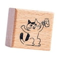 thumbnail image 4 of GUOOL Cat Stamp 1.2 inch Small Wooden Rubber Stamp for Journal Letter Scrapbooking Cheers, 4 of 9