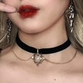 thumbnail image 1 of Vintage negro terciopelo gargantilla collar cadena delicada oro amor perla, 1 of 5