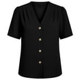 thumbnail image 5 of NuoCaiYun Blouses for Women Dressy Summer Short Sleeve Button Down Shirts Casual Business Work Tops Slim Fit Solid Color Top Tee, 5 of 6
