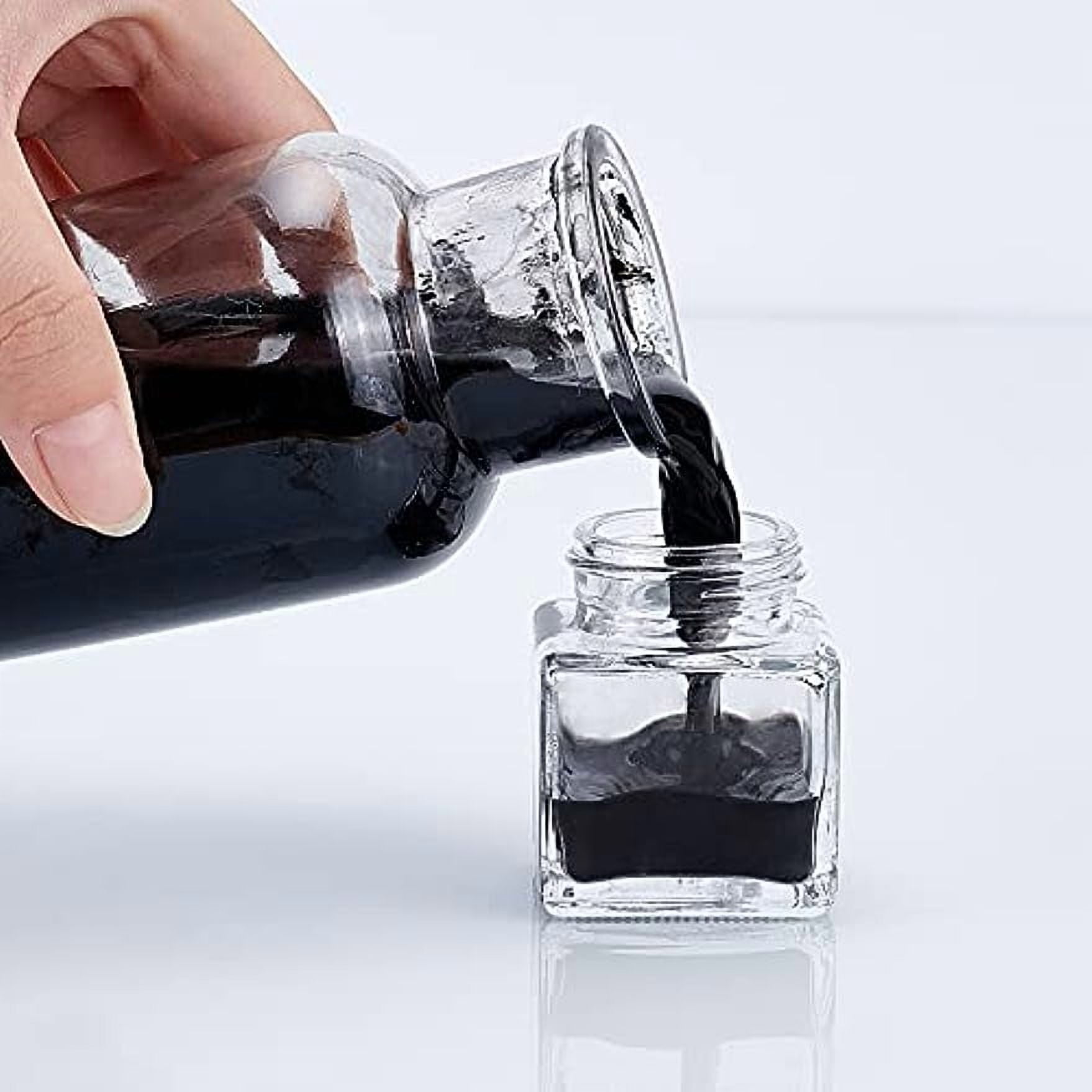 12 Pack 30ml Clear Empty Ink Bottles Glass Fountain Pen Ink Bottle with ABS Plastic Bottle Caps 4pcs Mini Transparent Plastic Funnel 6pcs 2ml Disposable Plastic Teardrop