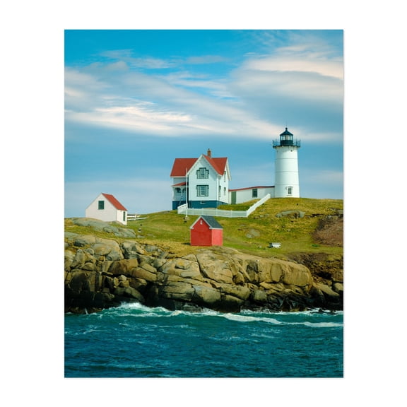 Nubble Lighthouse, York - York Maine Photography Unframed Wall Art Print 8 x 10 inches