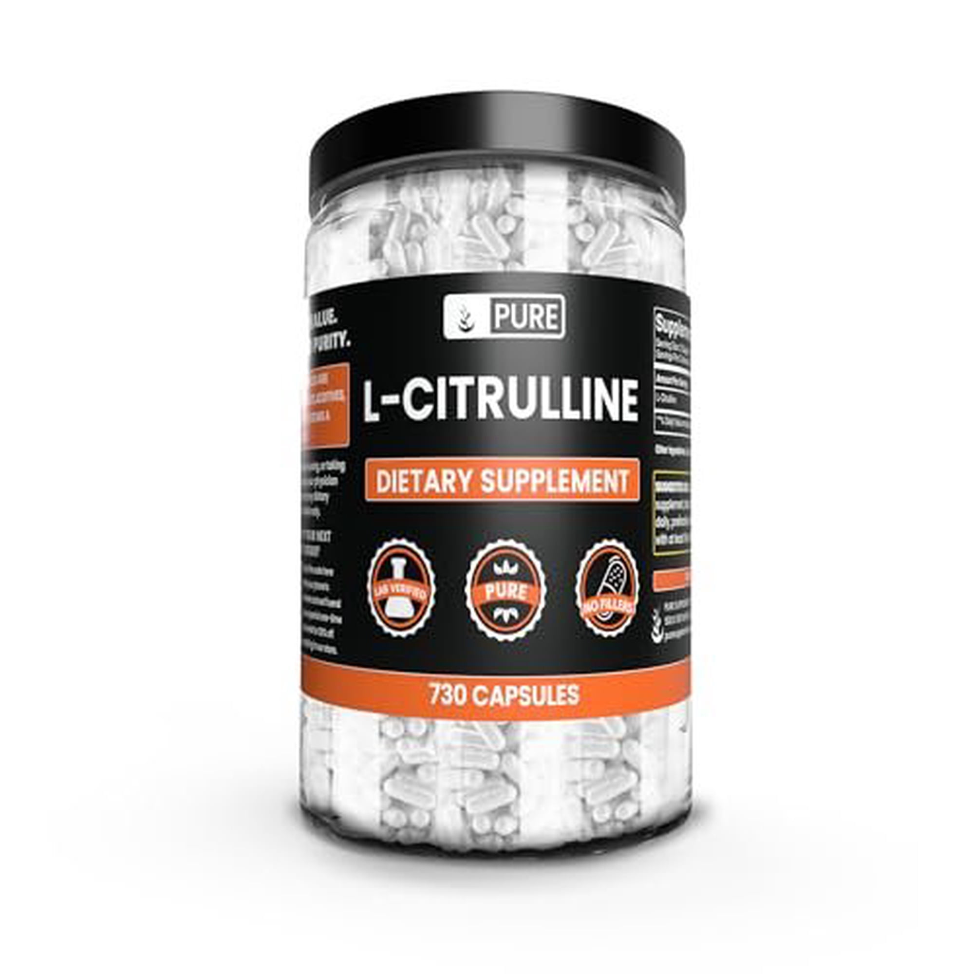 Pure Original Ingredients L-Citrulline No Magnesium Or Rice Fillers, Always Pure, Lab Verified 730 Capsule
