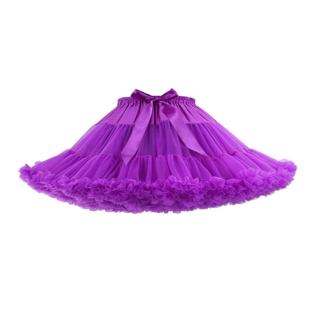 Womens Multi-Layered Solid Pleated Tulle Tutu Puffy Party Club Cosplay Mini Skirt