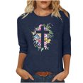 thumbnail image 1 of Blouses pour Femmes T-Shirt Imprimé Manches 3/4 Blouse Col Rond Décontracté, Blouses pour Femmes T-Shirts pour Femmes, Blouses pour Femmes Décontractées, 1 of 3
