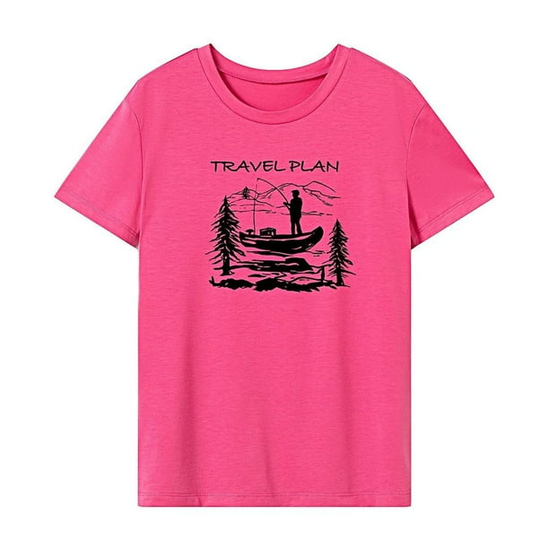 Camiseta de mujer de verano de ajuste regular con cuello redondo y elegante camiseta básica para senderismo M
