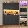 thumbnail image 4 of Homfa Kitchen Pantry Cabinet with LED, 72.4" Freestanding Kitchen Cabinet with Hutch & 4 Drawers, Wood Storage Cabinet for Dining Living Room, Black, 4 of 8