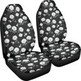 thumbnail image 3 of POLERO Wrap Around Fit Car Seat Cover for Auto, Nonslip Breathable Car Front Seat Cover Polyester Fabric Two Pack, Black Floral Lattice, 3 of 9