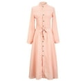 thumbnail image 5 of Lopecy-Sta Fashion Women Long Sleeve Solid Dress Buttons Party Bandage Dress Wedding Guest Dresses for Women Evening Dresses for Women Elegant Pink, 5 of 5