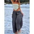 thumbnail image 6 of Womens High Waist Wide Leg Pants Loose Fit Casual Linen Blend Trousers Comfort Gray XL, 6 of 7