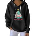 thumbnail image 2 of Uootdi Christmas Sweaters for Women Snowflake Gift Print Knitted Long Sleeve Hooded Sweater Casual LooseCrew Neck Top Pullover Funny Tops, 2 of 5